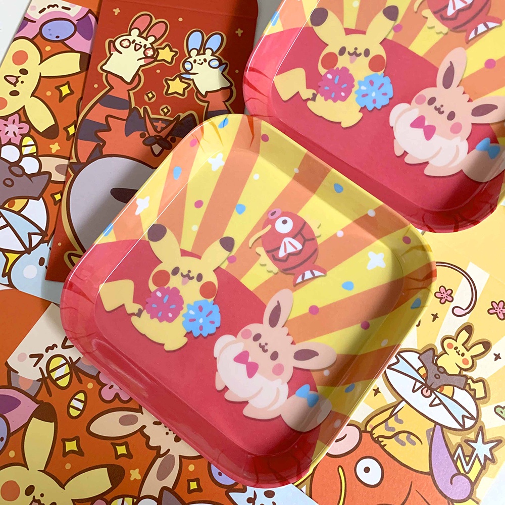Pokemon Pikachu Eevee Magikarp Plastic Snack Plate Fruit Plate Storage ...