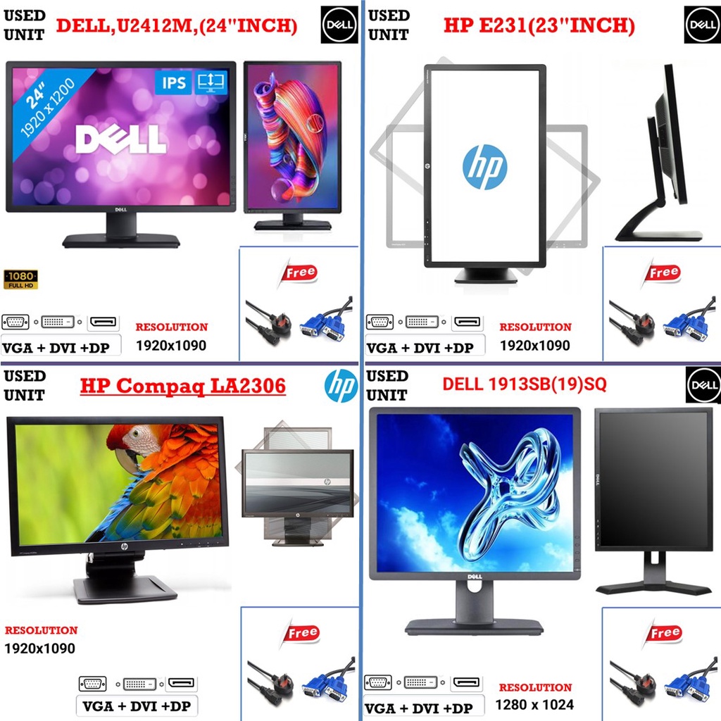 HP, DELL , LG ,Acer, Samsung , LENOVO , LED / LCD 20 ~ 24 inch ...
