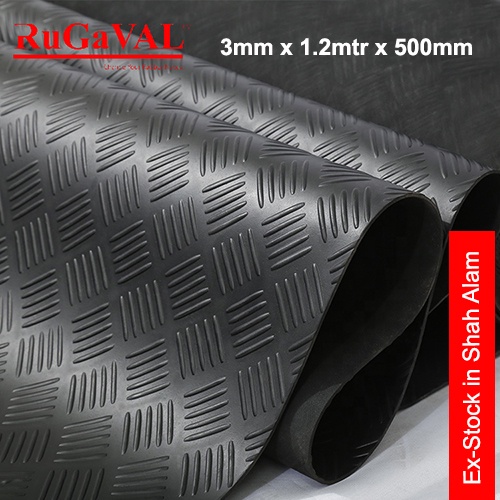 Rubber Checker Mat I Size:3mm(Thk)x1.2mtr(W)x500mm(L) I Rubber Mat I ...