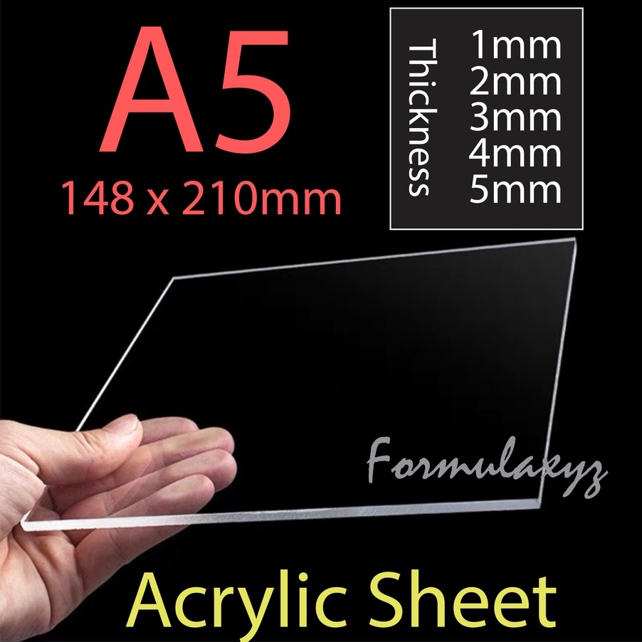 Acrylic Sheet Clear/Perspex A5 size - 1mm/2mm/3mm/4mm/5mm | Shopee Malaysia