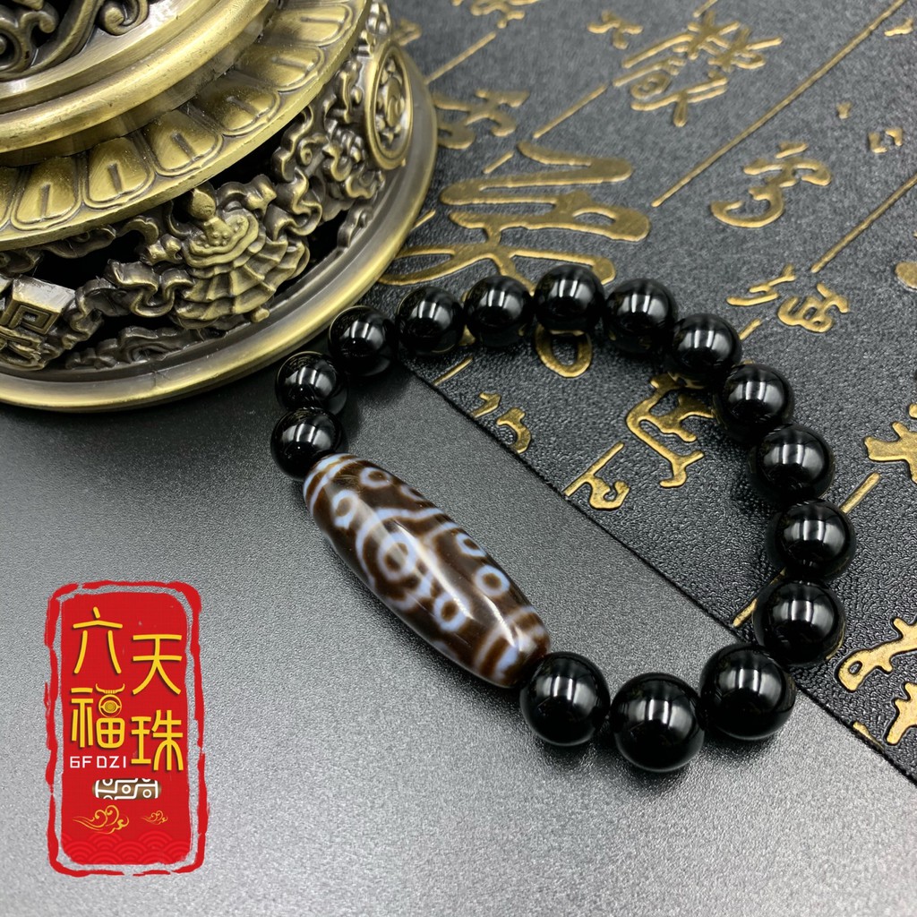 六福天珠6F Dzi 】十五眼新天珠（单颗新天珠/黑玛瑙手串） | Shopee 