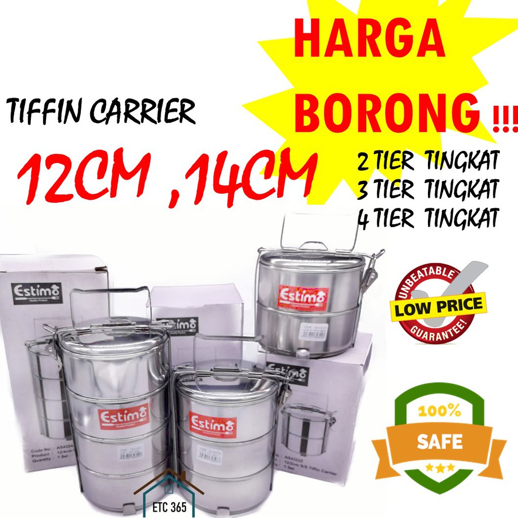Estimo,Unibest 12cm Stainless Steel Tiffin Carrier Lunch Box Bekas ...