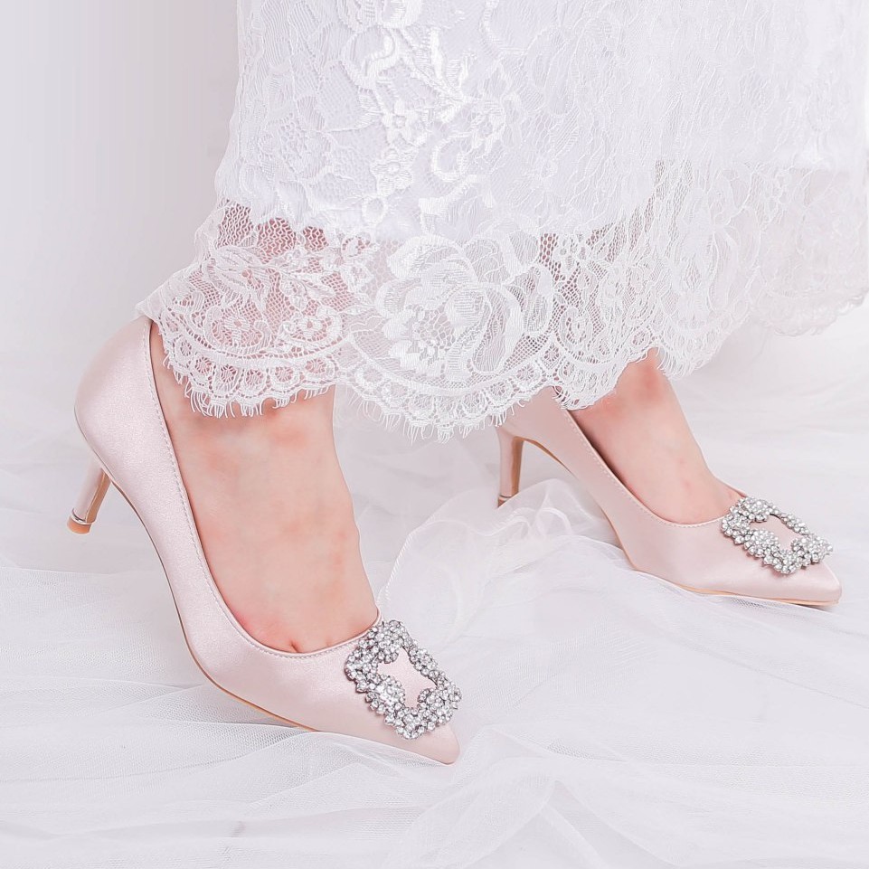 Rose pink wedding store shoes