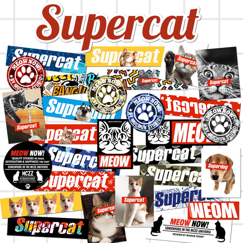 (PREMIUM DESIGNER STICKER) 29pcs SUPREME SERIES SUPERCAT Vinyl Decal ...