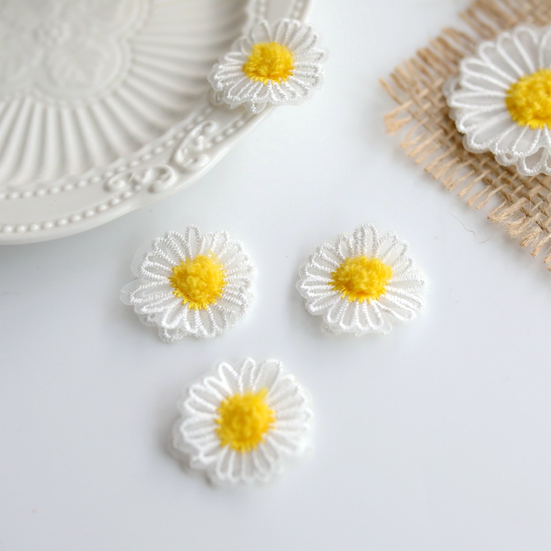 5Pcs Flower White Daisy Patches For Clothing Embroidery Double Layer ...