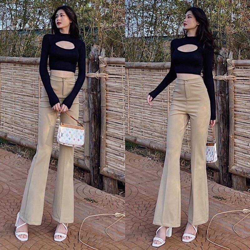 Trendy Daily Women's Flared Trousers Plain Snow And Rain Pants | Shopee ...