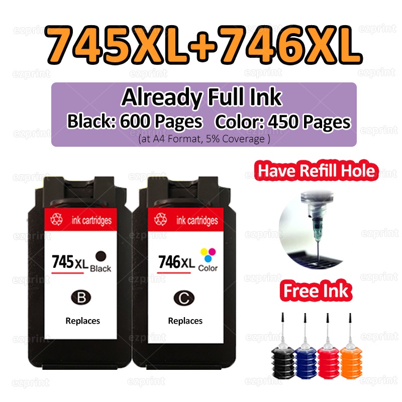 Compatible Canon 745XL 746XL Canon 745 Ink Canon 746 Ink Refill for