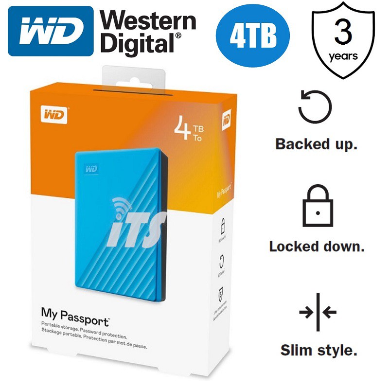 Western Digital 4tb My Passport Usb32 Gen 1 Hdd Blackskyred Shopee Malaysia 8466