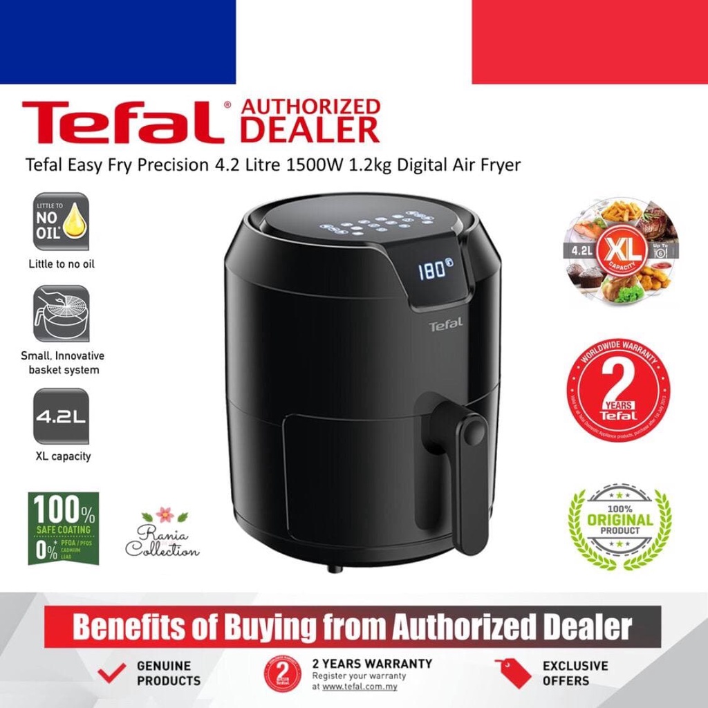 Tefal Easy Fry Precision 4.2 Litre 1500W 1.2kg Digital Air Fryer EY4018 EY401840 Hot Blower