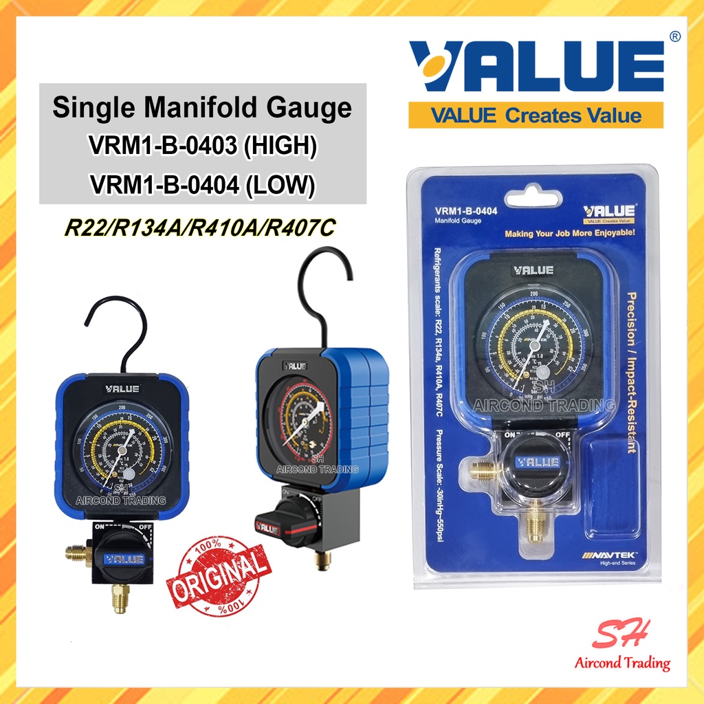 Value Single Manifold Gauge VRM1B0404 VRM1B0403 Gas Meter R22
