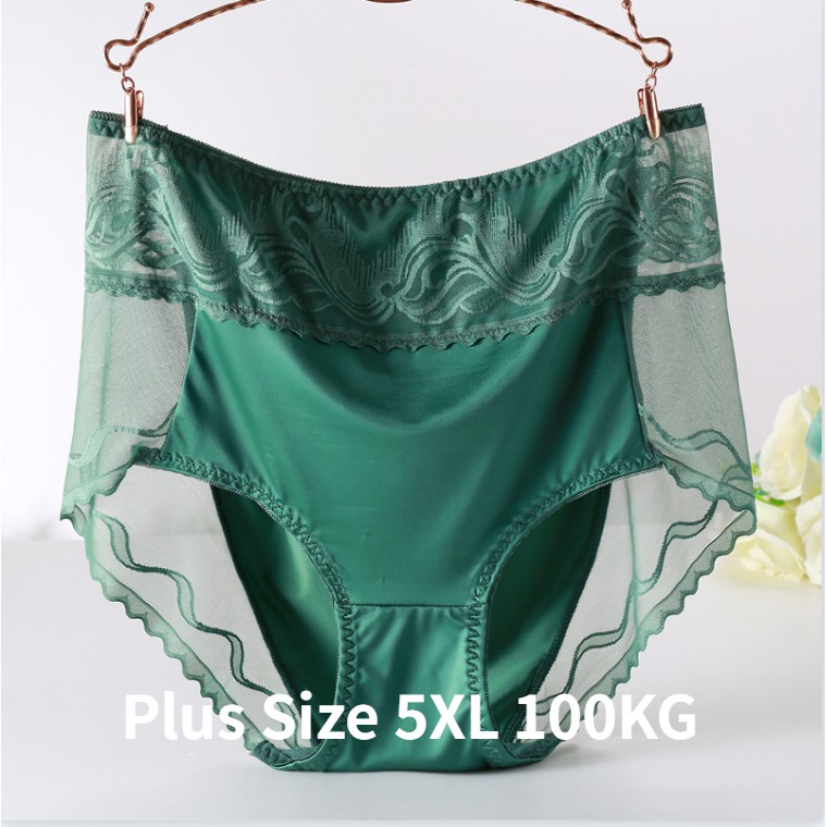 Plus Size Satin Panties Women's New Sexy High Quality Satin Transparent  Mesh Women Underwear No Trace Big Briefs Large Sizes