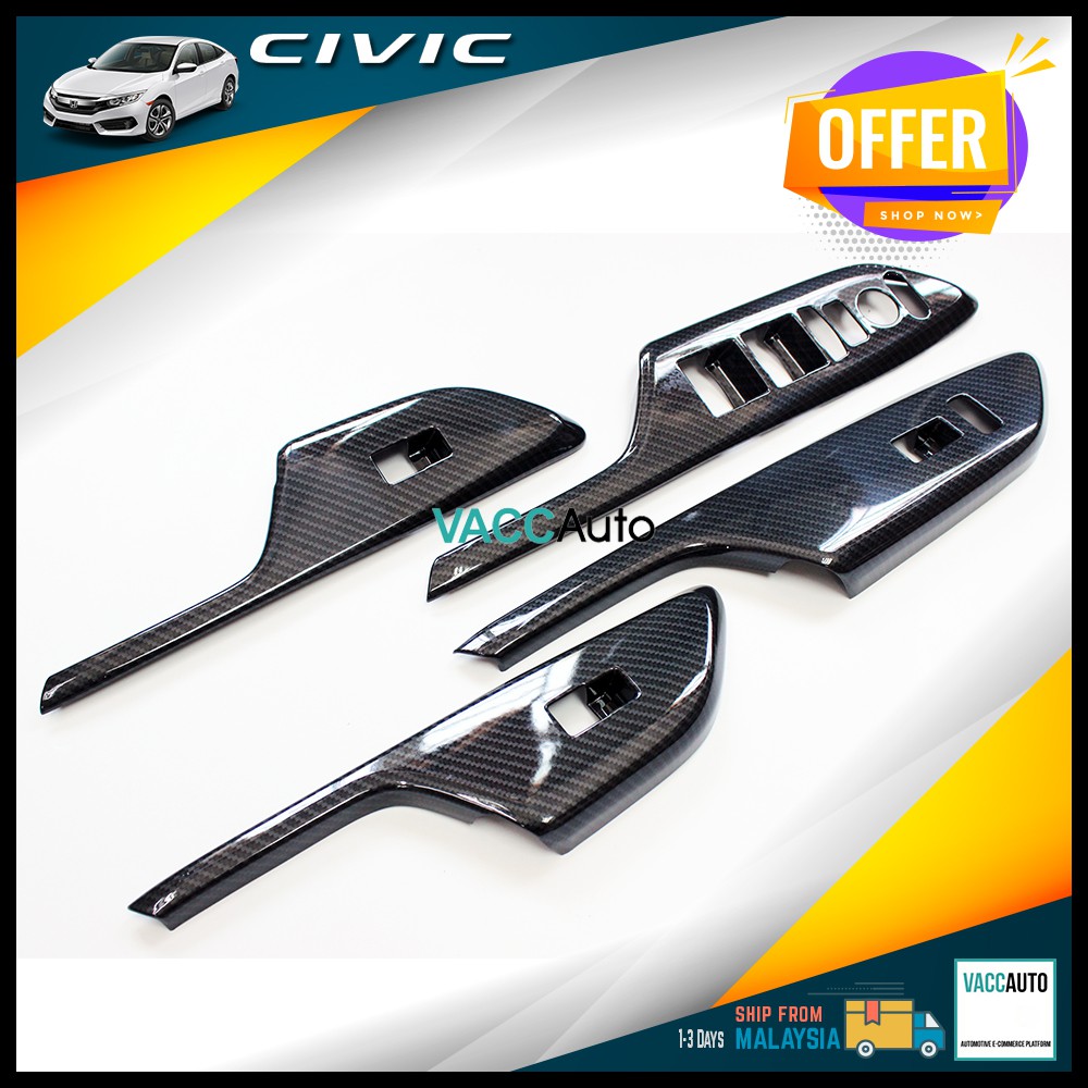 KUNSYOUKIM Lift Supports For Honda Civic 10th  FC/FK  2016 2020 Front Bonnet Hood Modify Carbon Fiber Gas Charged Shock Dampers Spring Struts Bar 2 Pcs Silver Carbon Fiber