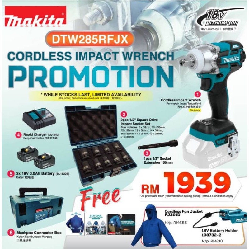 Makita cheap dtw285z set