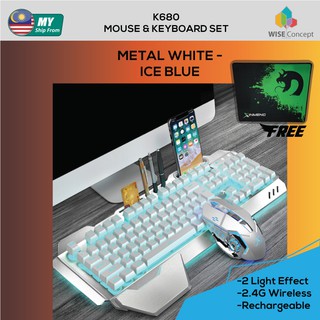 RDY STOCK K680 2.4GHZ WIRELESS RECHARGEABLE GAMING KEYBOARD MOUSE