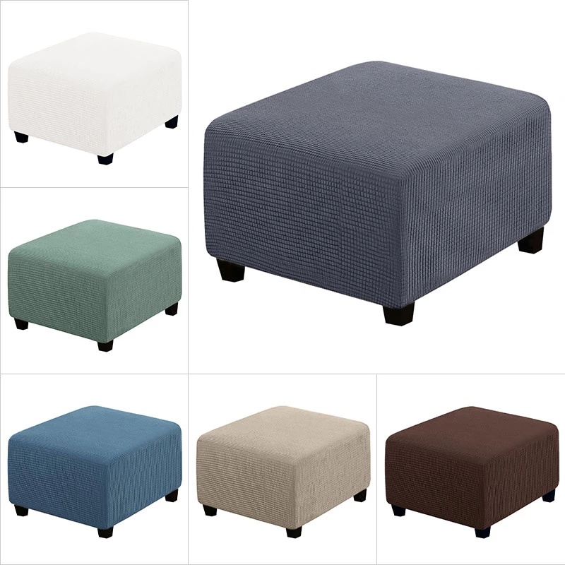 [Ready Stock] Square Jacquard Ottoman Covers Stretch Footstool Cover