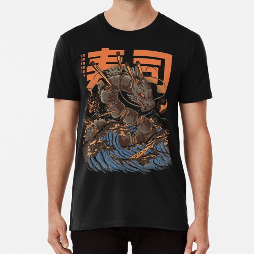 Great Sushi Dragon T shirt monsters food sushi great wave off kanagawa ...