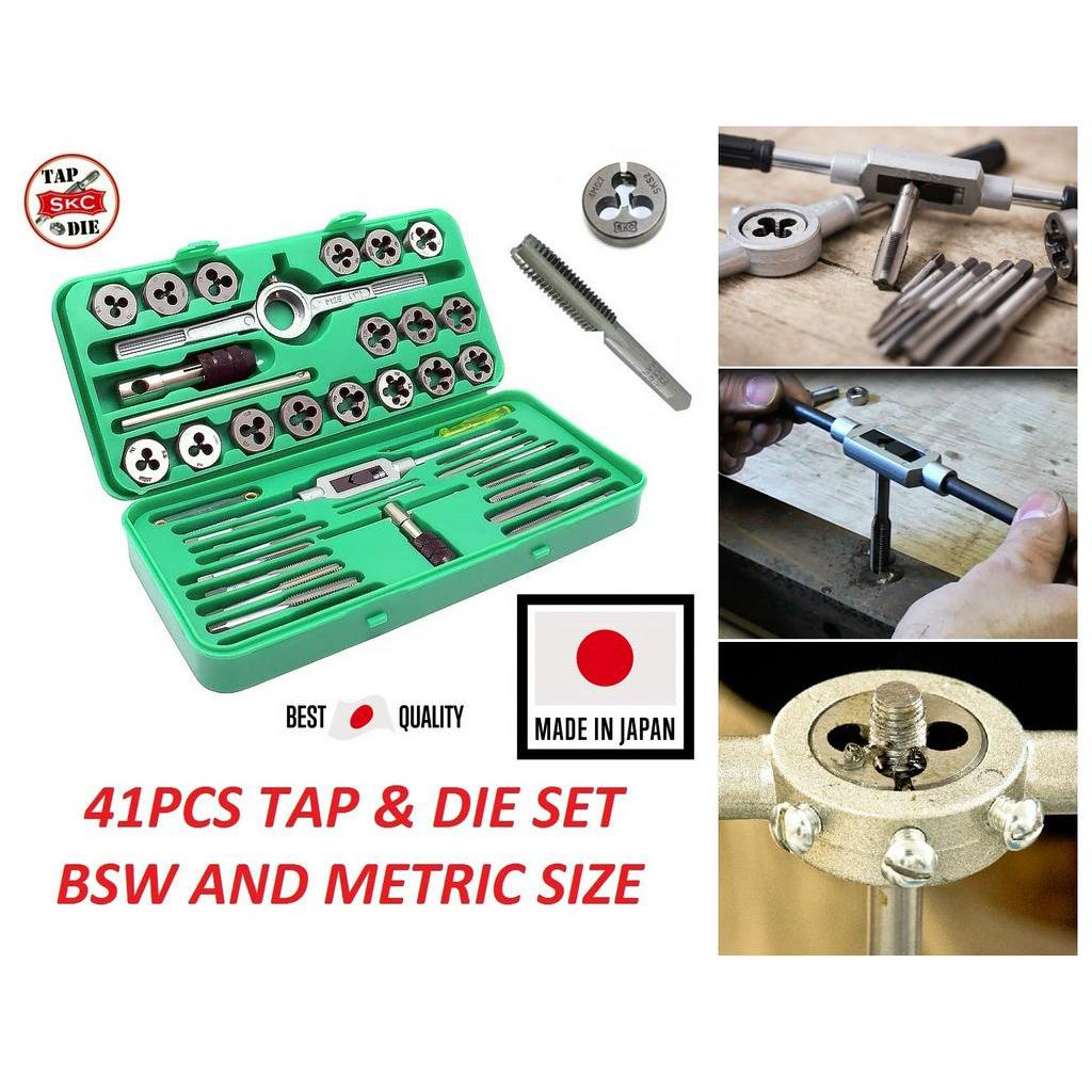 SKC Japan 41pc Tungsten Steel Tap & Die Set (BSW and Metric Size