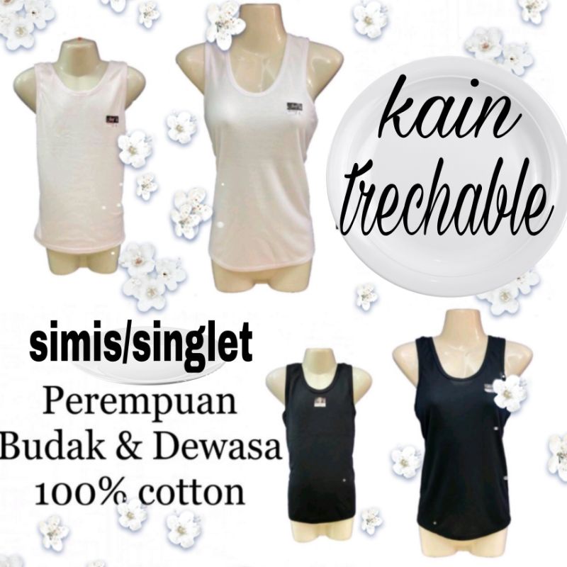 sims/singlets/inner/perempuan/kain/cotton/putih/hitam | Shopee Malaysia
