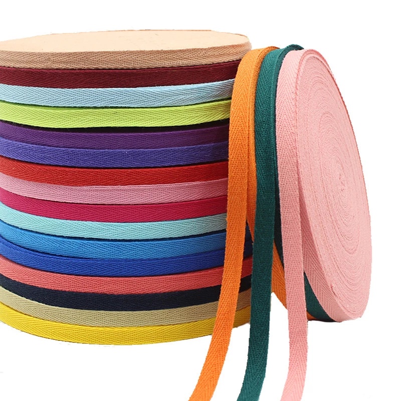5yards/Lot 10mm Multi Color Herringbone Tape Ribbons 100% Cotton Woven ...