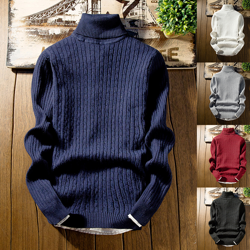 2020 New Autumn and Spring Sweater Men's Solid Color Casual Long ...