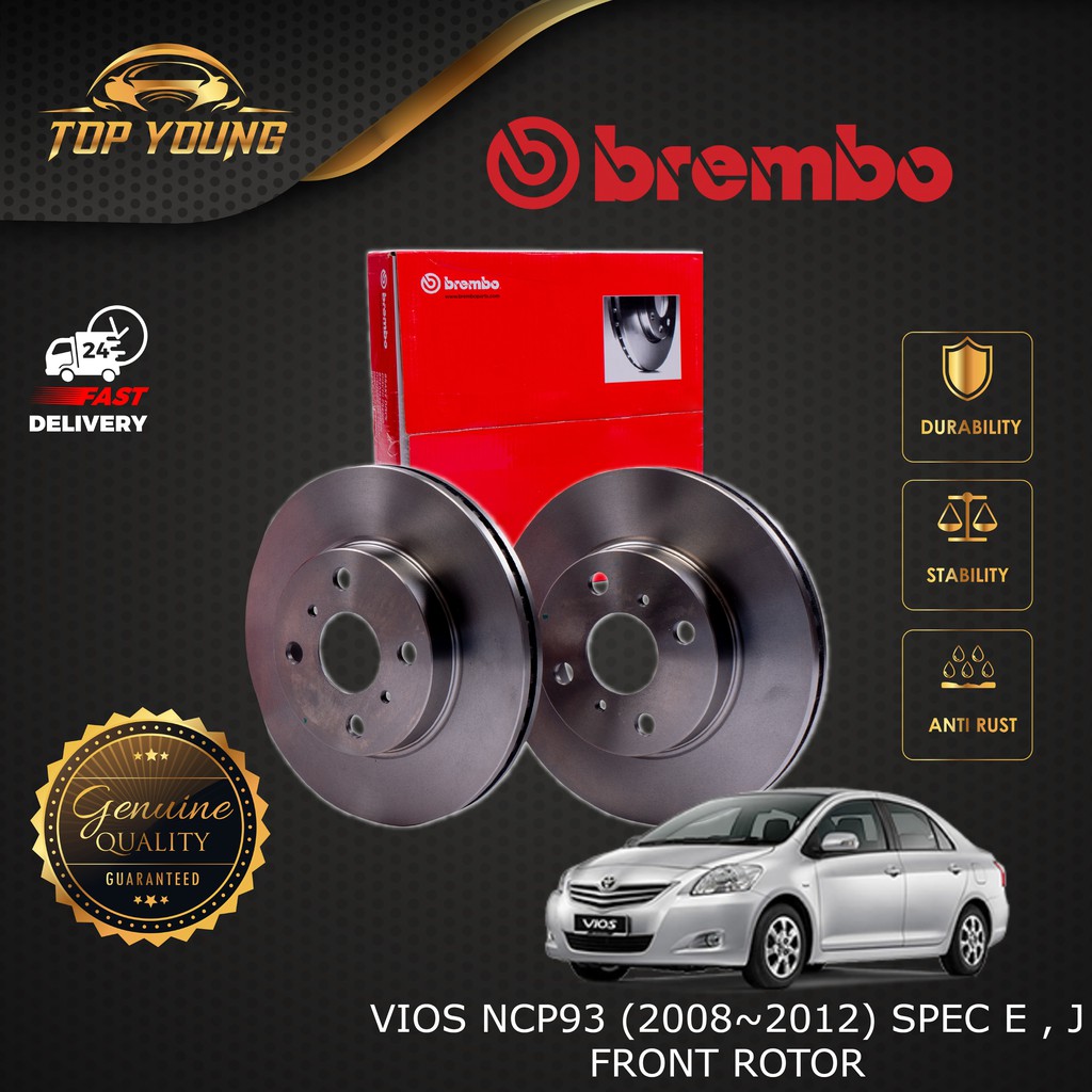 BREMBO TOYOTA VIOS NCP93 (20082012) SPEC E , J, FRONT (FW) (DEPAN)100