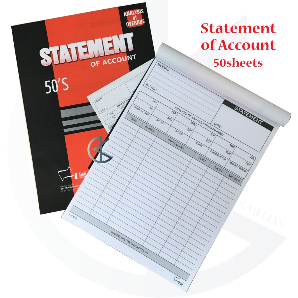 Uni Paper Statement of Account Pad / Analysis of Overdue 50 sheets S ...