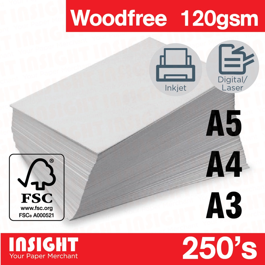 Woodfree 120gsm 250's A5 A4 A3 WHITE PAPER MULTIPURPOSE Simili Paper ...