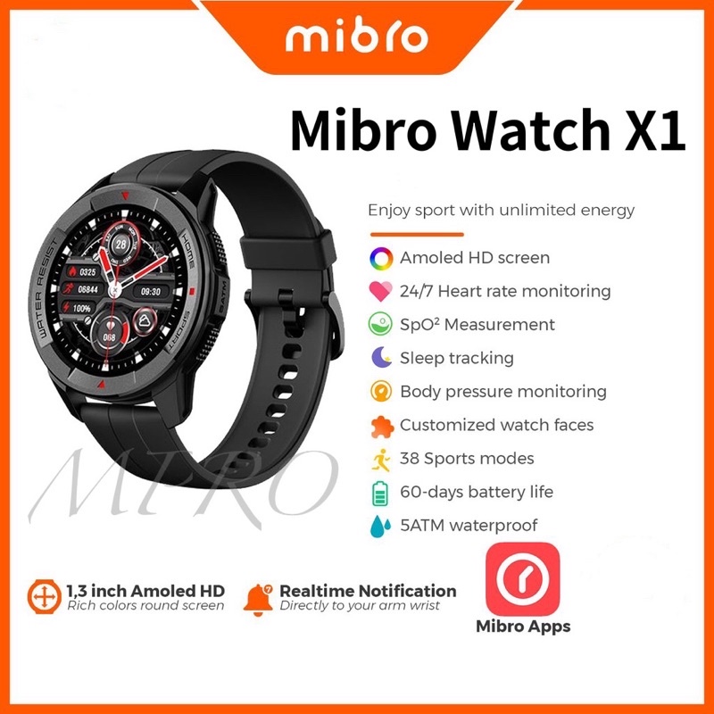 Mibro X1 Smartwatch Amoled HD Screen SpO2 Blood Oxygen Heart Rate ...