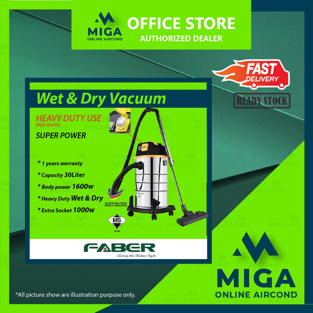 Faber Wet And Dry Vacuum Cleaner (20 L/25 L/30 L) FVCWD 820 FVCWD 825