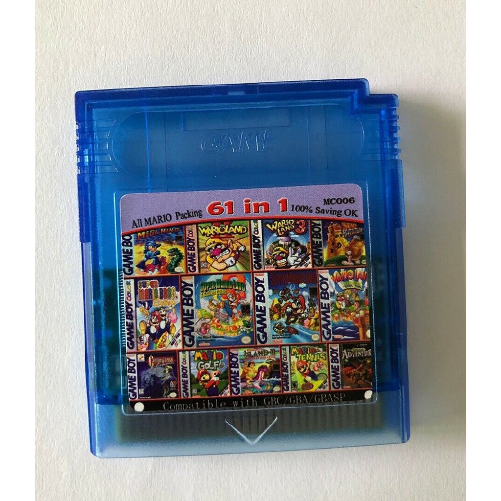 Cartouche 61 Jeux En 1 Pour GameBoy, GBC, GBA SP – Multijeux Rétro Bleu
