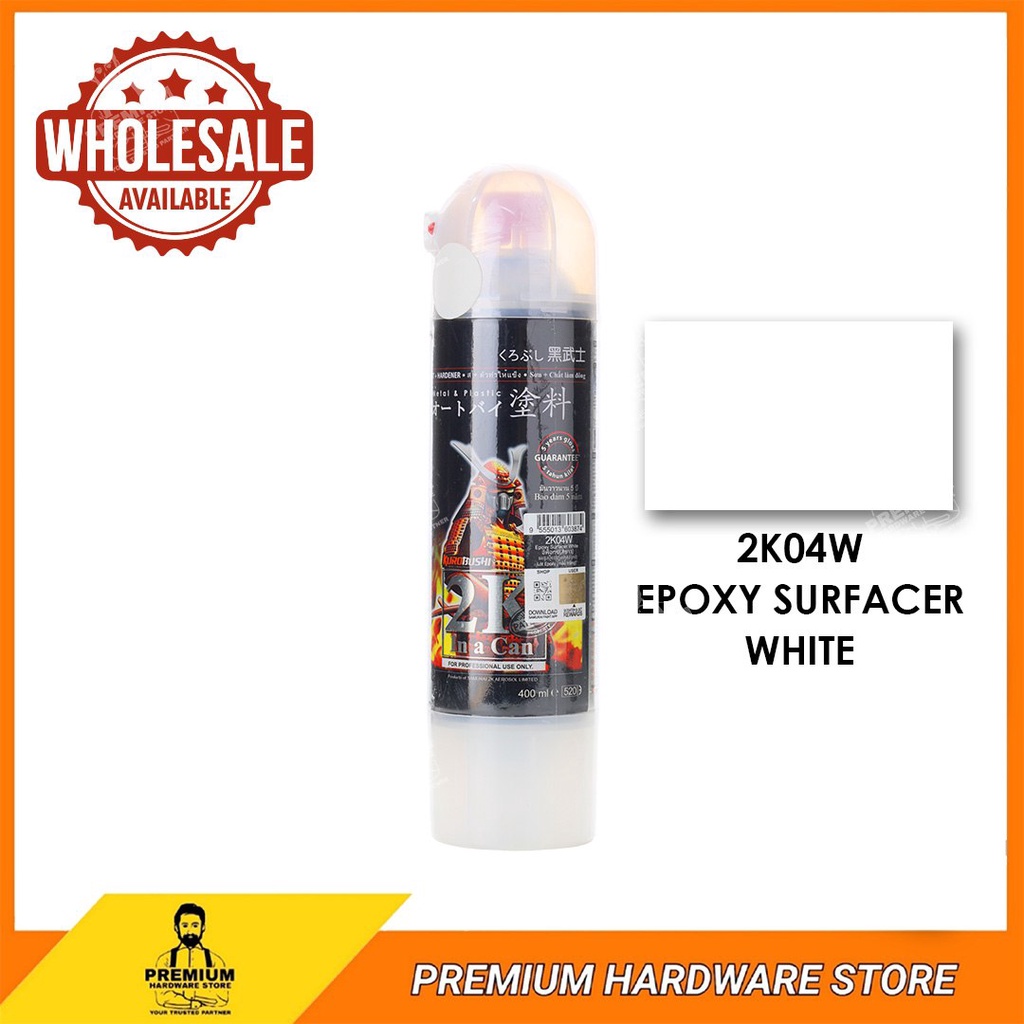 SAMURAI 2K04W Epoxy Surfacer White Spray 400ML Motorcyle Metal Plastic