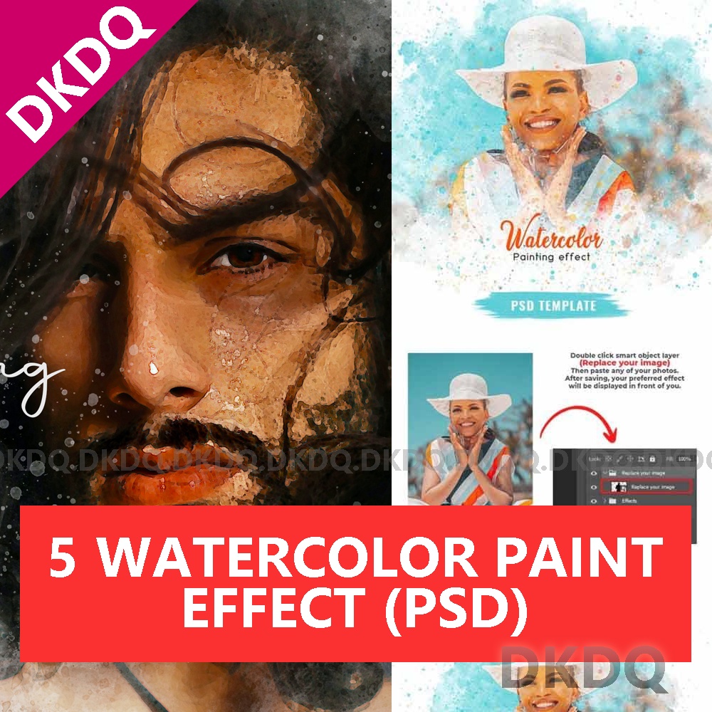 👾 Watercolor Paint Effect ATHENA0086 Graphic Design PSD Filter Effect ...