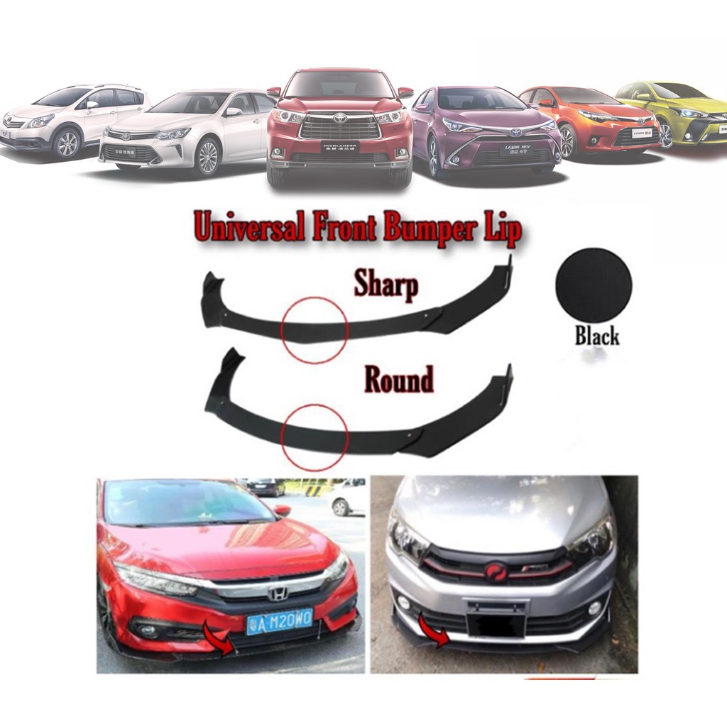 Car Universal Front Bumper Diffuser Lip Wrap Angle Splitters Black For