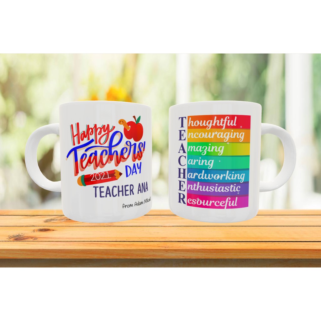 Teacher's Day Design (A) Mug Personalised With Name/Text, Teacher, Gift