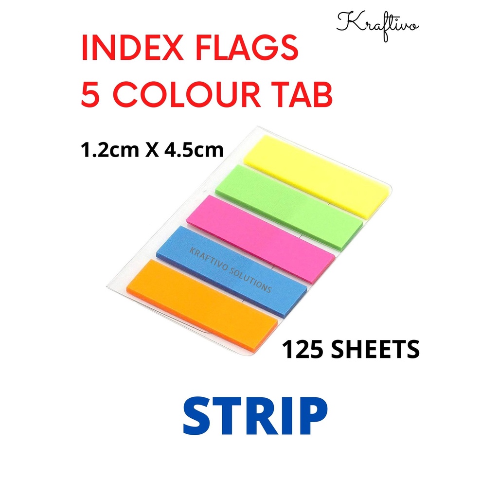 [ INDEX FLAGS ] 5 COLOURS STICKY PET PLASTIC 5 TAB INDEX FLAGS / ARROW