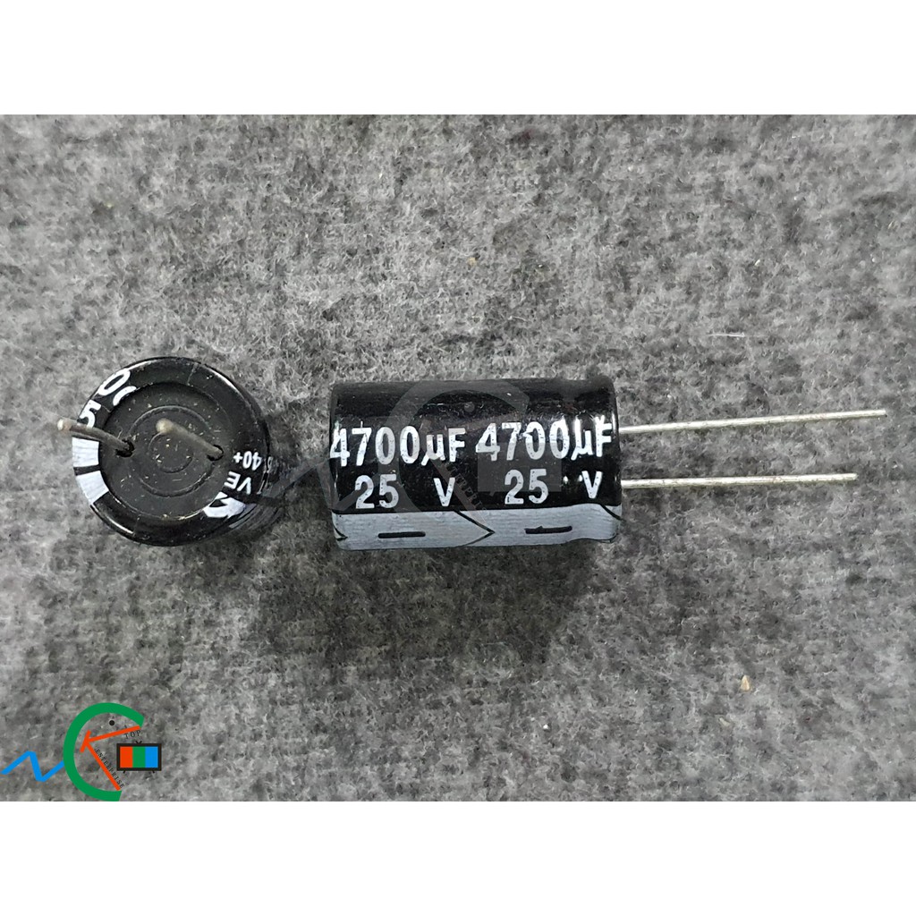thumbnail interactive-video image 1 of 10pcs 4700uF 25V Aluminum Electrolytic Capacitors - 16x25mm, 105°C, Radial 1 of 3