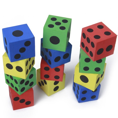 [Activity Price] Pack of 12 Soft Foam Dice Square 15mm Die Dotted for ...