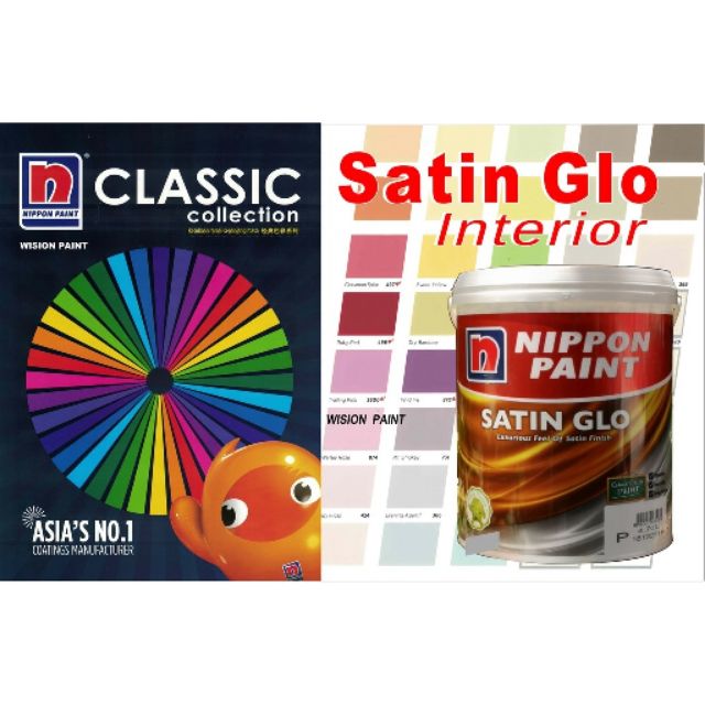 5 LITER Nippon Paint Satin Glo INTERIOR WALL FINISH Kilat cat Good ...