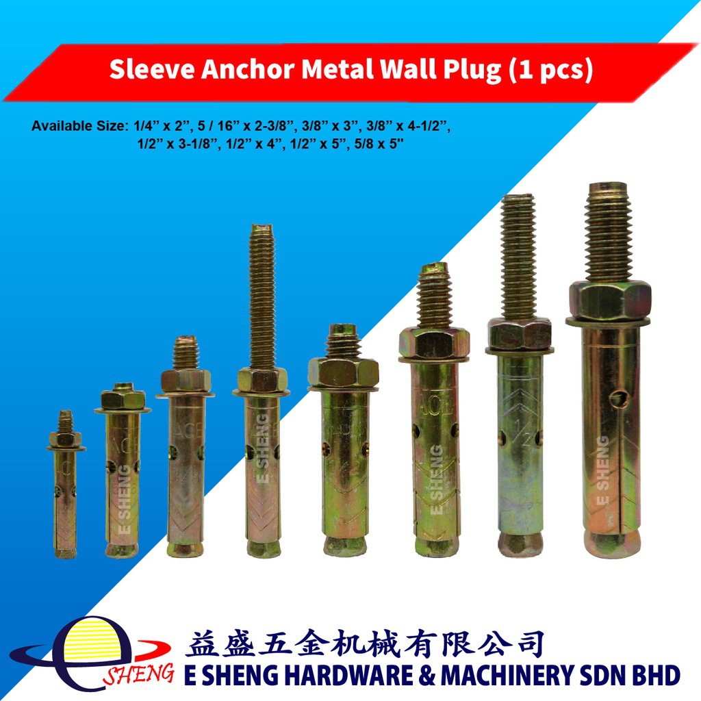 PJ & PJF Sleeve Anchor Metal Wall Plug / Wall Plug Besi (1pcs) 1/4", 5