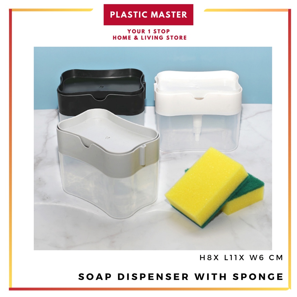 Soap Dispenser With Sponge Holder Cleaning Liquid Pump Dispenser ...