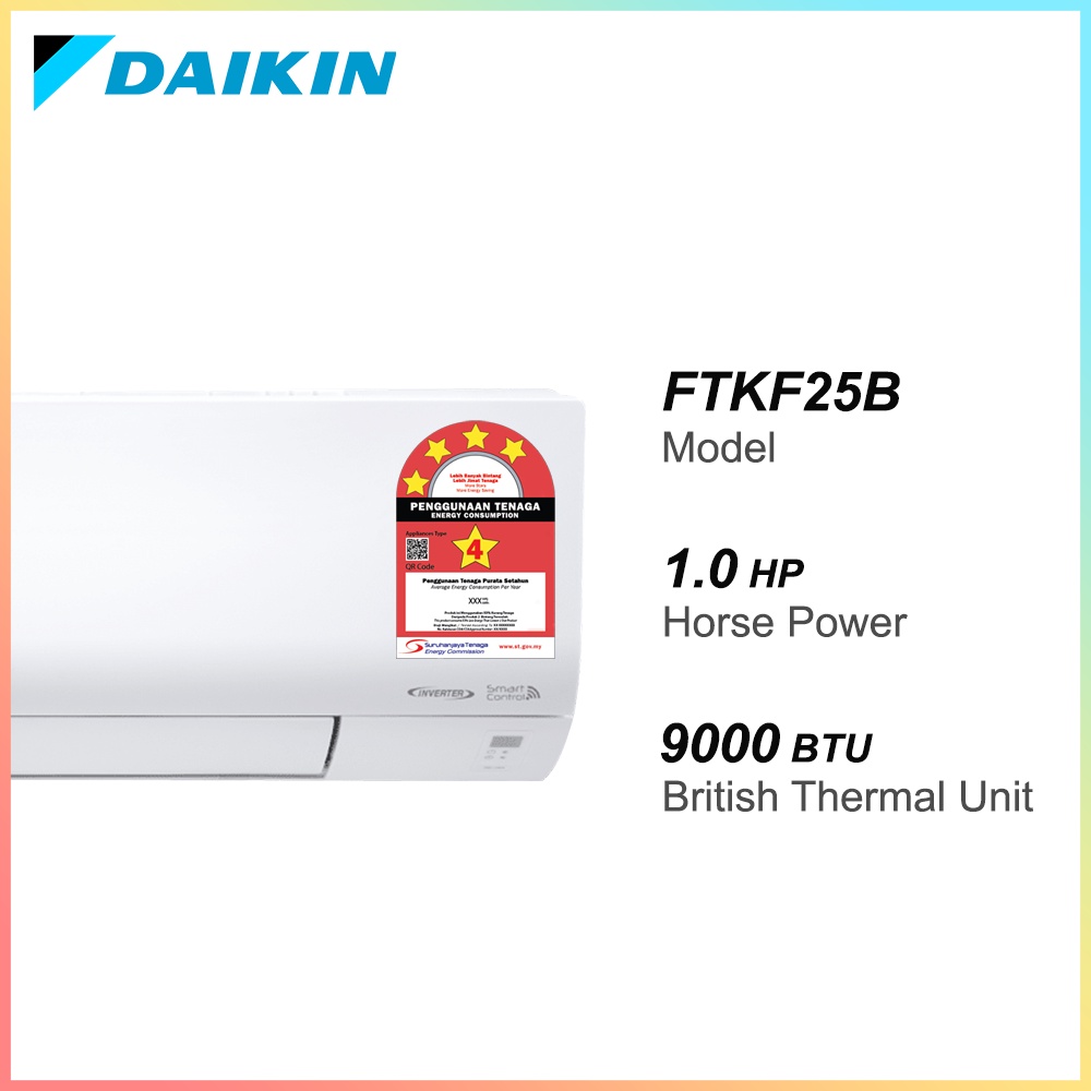 DAIKIN FTKF-B R32 STANDARD INVERTER WALL MOUNTED AIR CONDITIONER (1.0 ...