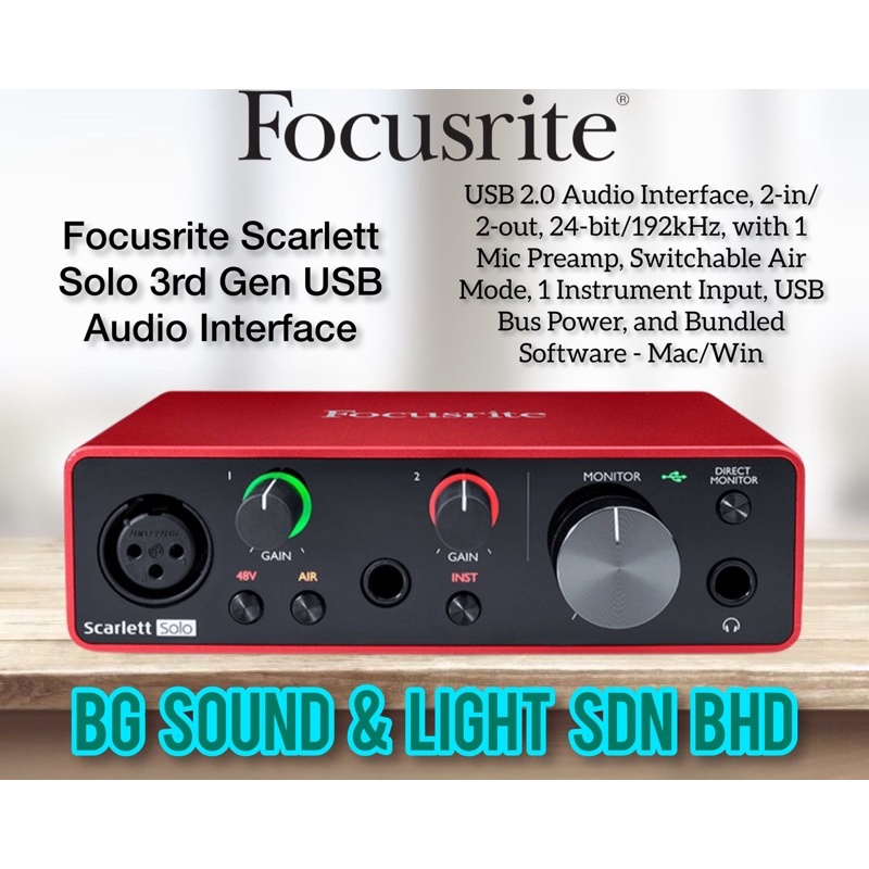 Focusrite Scarlett Solo (3rd Gen) USB Audio Interface | Shopee Malaysia