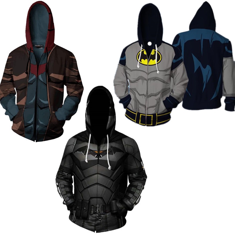 Batman Zipper Hoodie Superhero Bruce Wayne Sweater digital printing
