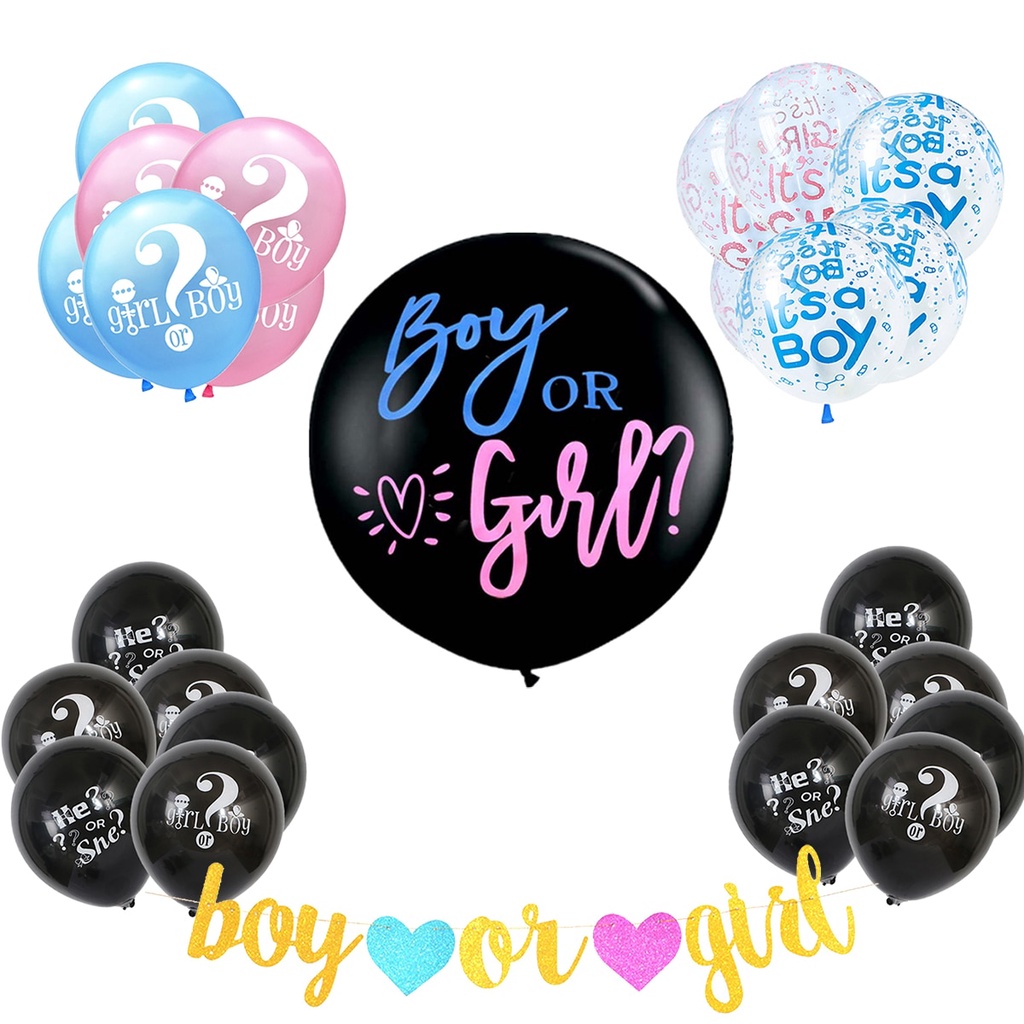 1 Set Giant Boy Or Girl Gender Reveal Balloon Baby Shower Decors ...