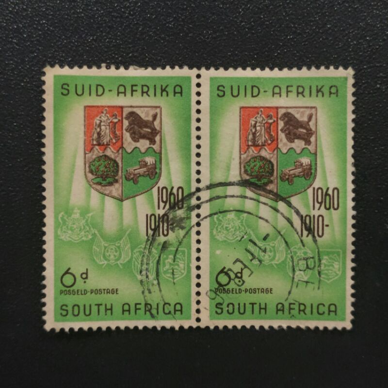 1960 Stamp South Africa-In Horizontal Pair-Unique Used Stamp-Union 50th ...