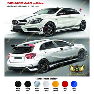 Car Sticker Side Stripe Skirt Hood Bonnet Rearview Mirror Decal For Mercedes  Benz W176 A Class A45 Amg A200 A180 Edition 1 Style