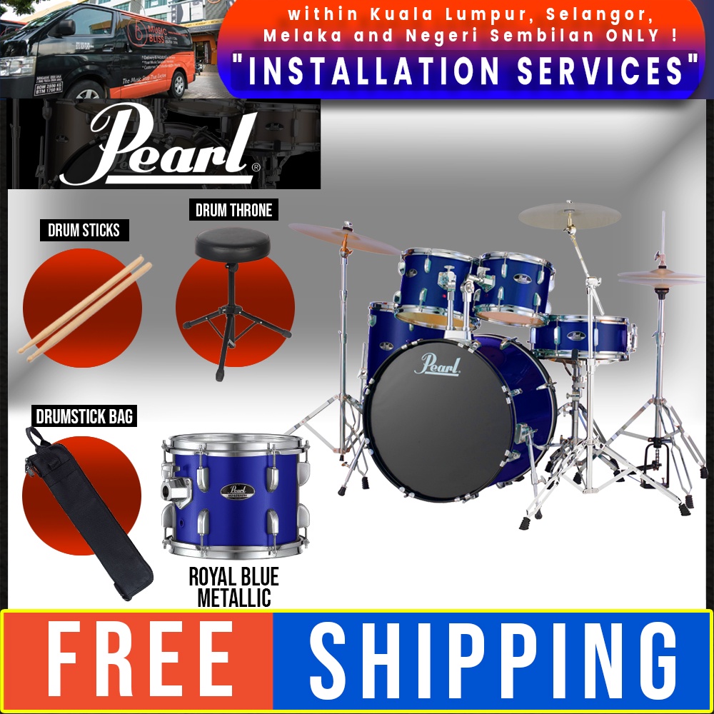 Pearl Roadshow 5 Piece Drum Set With Drumstick And Throne 22 Kick