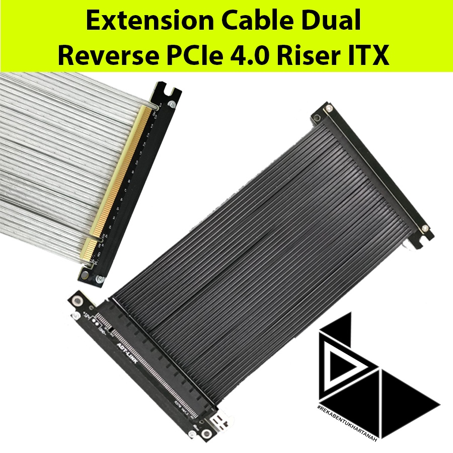 Riser Graphics card extension cable dual reverse PCIe 4.0 x16 full ...