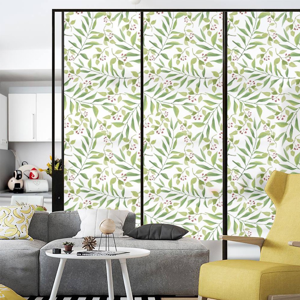 Leaf Glass Sliding Door Window Stickers Waterproof Window Privacy Film
