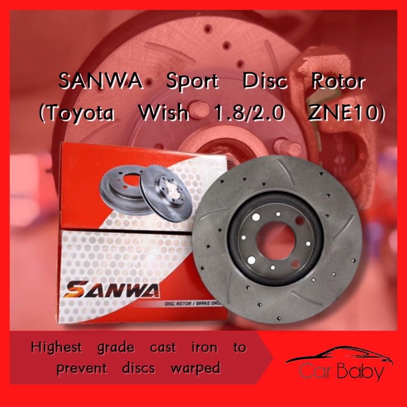 SANWA Sport Rotor Toyota Wish 1.8/2.0 ZNE10 Front Racing Brake Disc ...